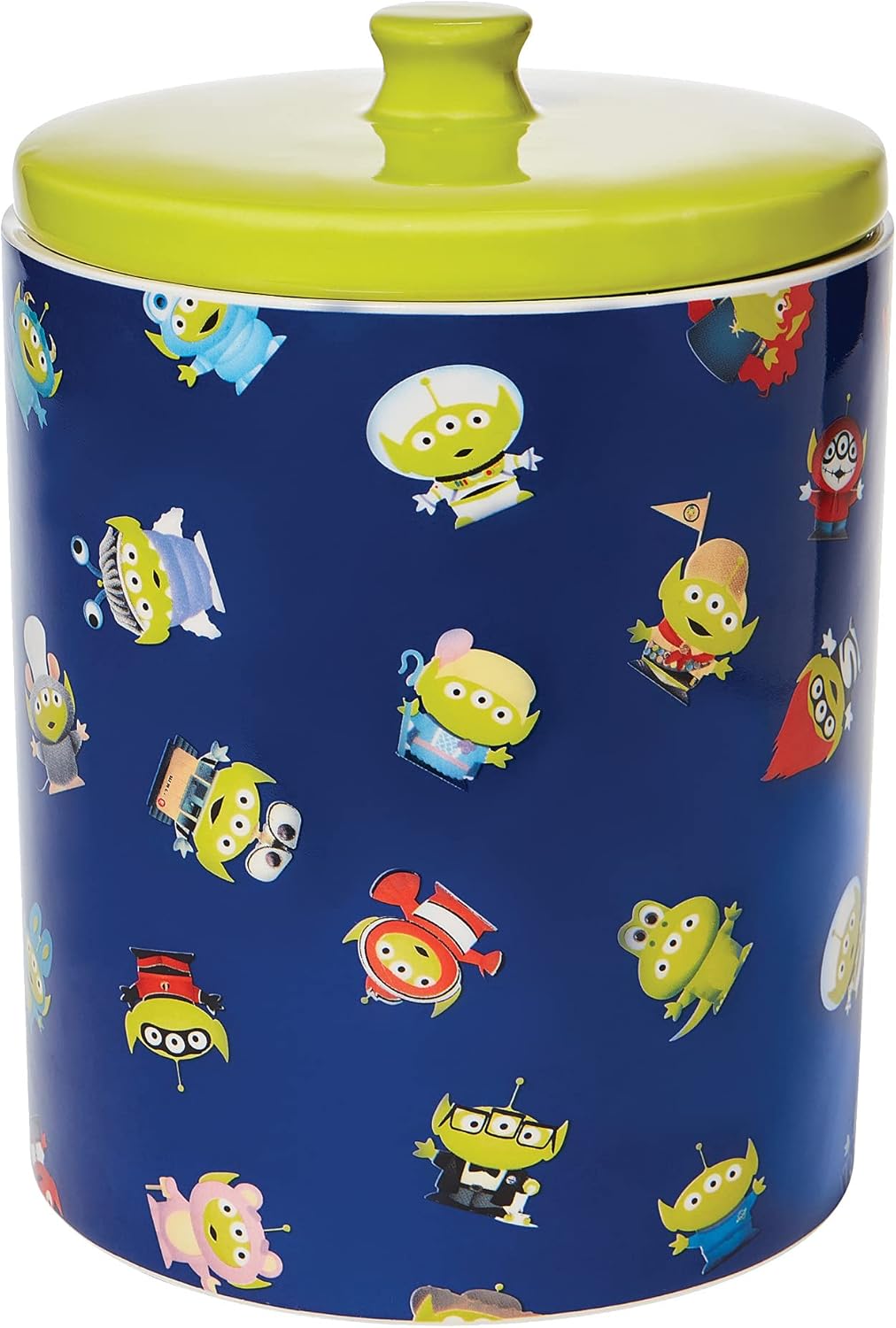 Enesco Disney PIXAR Ceramics Toy Story Pizza Planet Aliens Collage Cookie Jar Canister, 10 Inch, Multicolor