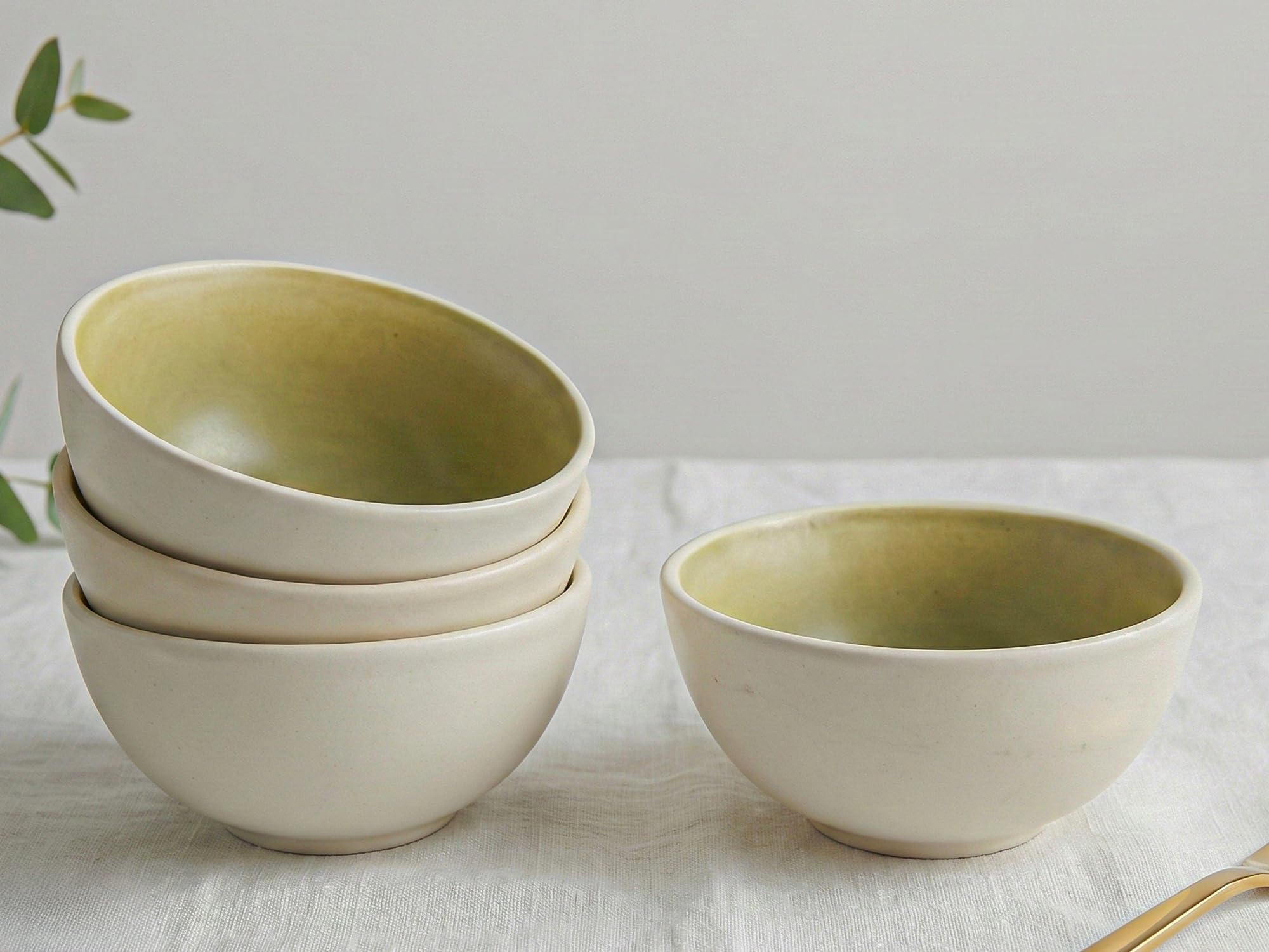 Bodhi House Ceramic Bowl Set - 4 Piece, Feather White -14