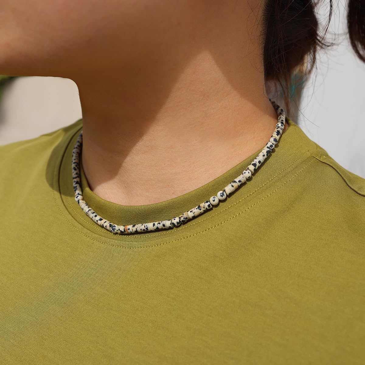 Jewever Real Gemstones and Crystals Choker Necklaces for Women Coin shaped Beads Energy Healing Crystal Simple Choker Necklace Gift - Image 3