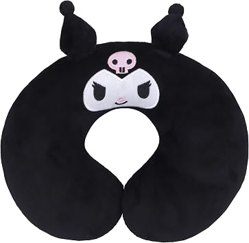 Roffatide Anime Kuromi U-Shape Neck Pillow Printed Plush Melody Travel Pillows for Sleeping Christmas and Birthday Gift Melody Black