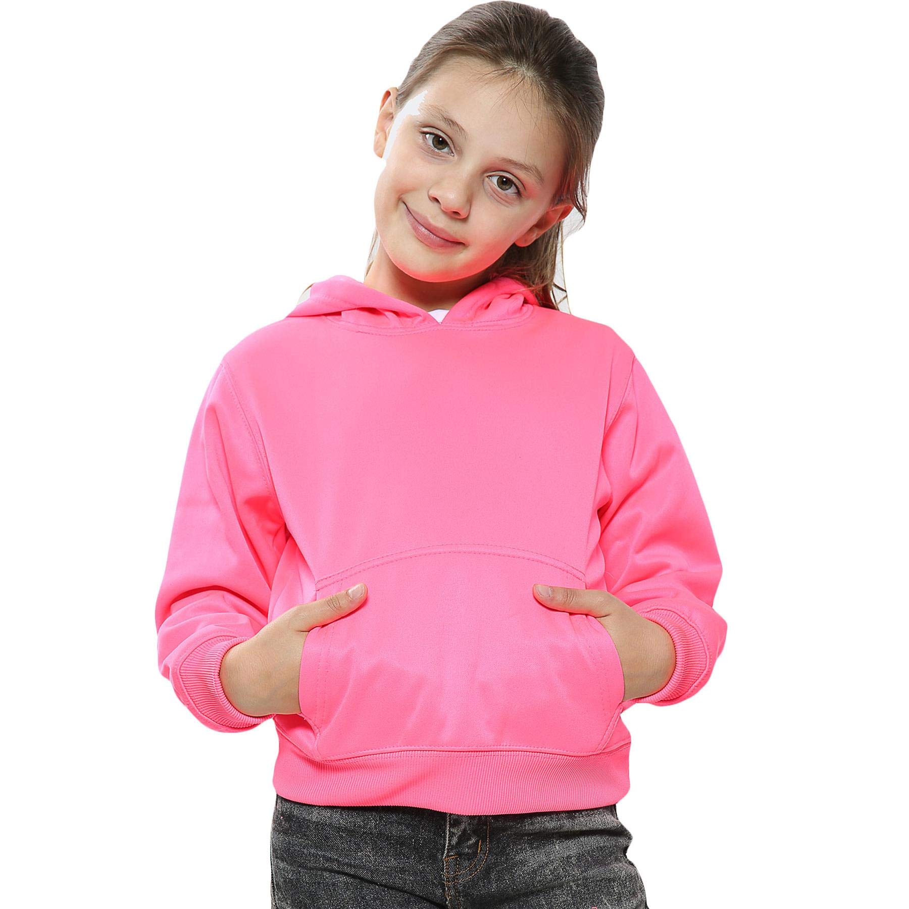 A2z 4 Kids Unisex Kids Neon Pink Tie Dye Hoodie Fleece - Plain Sweat Hoodie 13
