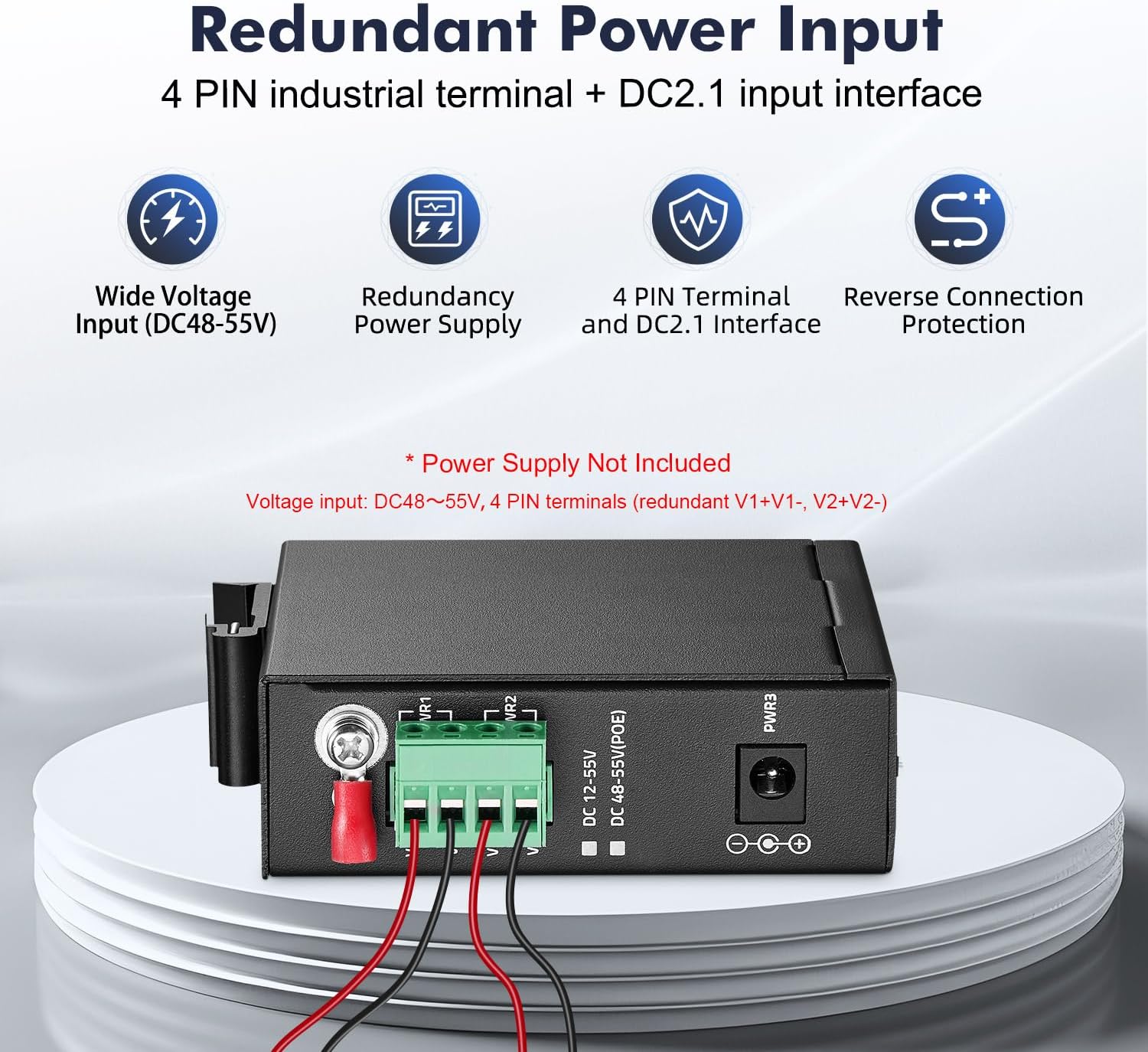 5 Port Mini PoE+ Industrial Switch, 4 Ports PoE+ and 1 Uplink, 10/100Mbps Fast Ethernet, Din Rail & Wall Mount, Unmanaged IP30 (-40~185°F) Hardened YuLinca Industrial Switch