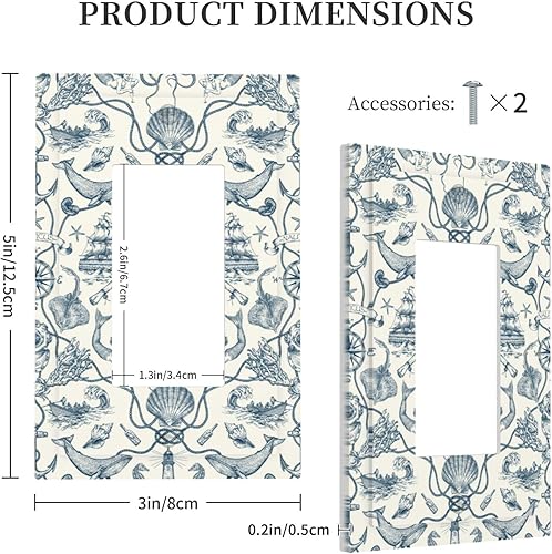 Miniatura 4 de Cubierta de placa de pared para interruptor de luz de animales marinos de pulpo oceánico, decoración individual, placas de interruptor eléctrico de