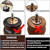 Vista 3 de Juego de 4 patas de madera para muebles de 6 pulgadas, patas redondas modernas de mediados de siglo, pernos M8 y 5/16 pulgadas incluidos, patas