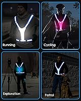 Vista 7 de Zacro LED Reflective Vest Running Gear, 5 Lights Colors High Visibility Reflective Running Gear Rechargeable Light Up Running Vest for Walking