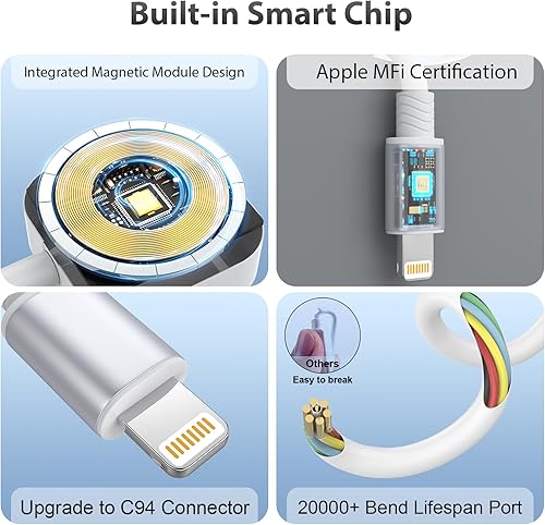 Miniatura 6 de Cable de carga retráctil 3 en 1 para Apple iPhone y Watch, cargador iWatch para automóvil, cable de carga rápida multiUSB, USB A a