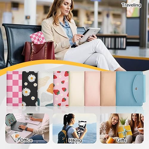 Miniatura 5 de LAOTANGJIA Estuche para lápiz labial de PU con espejo, con capacidad para 4 lápices labiales largos, organizador de lápices labiales, bolsa de