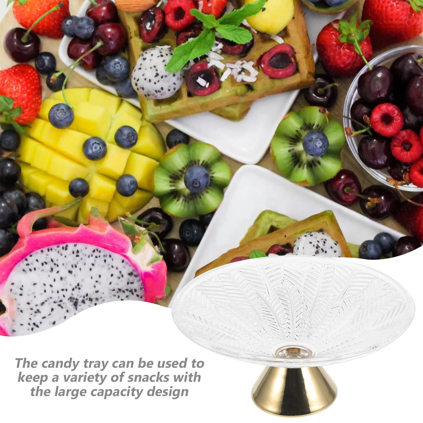 PACKOVE Bandeja de Vidrio Grande con Base Alta para Frutas y Aperitivos Frutero Decorativo para Centro de Mesa Soporte Elegante para Snacks Fiestas y Bodas