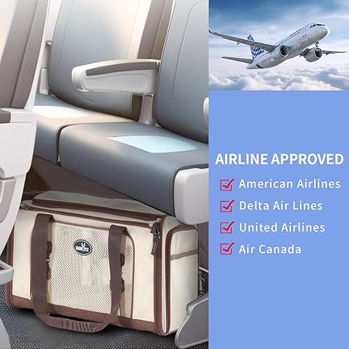 Miniatura 5 de Transportador de mascotas aprobado por aerolíneas para gatos, transportador de perros expandible de lados suaves para gatos pequeños y perros con