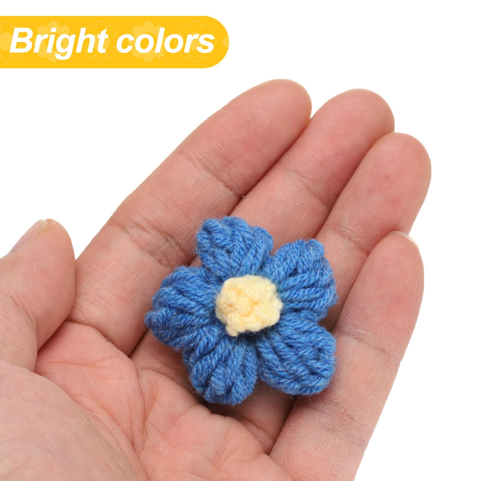 20-Pack Handmade Crochet Flower Patches - Blue Tone Sew-on Floral Appliques For DIY Crafts
