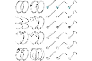34-Piece Surgical Steel Nose Rings Collection: Elevate Your Piercing Style