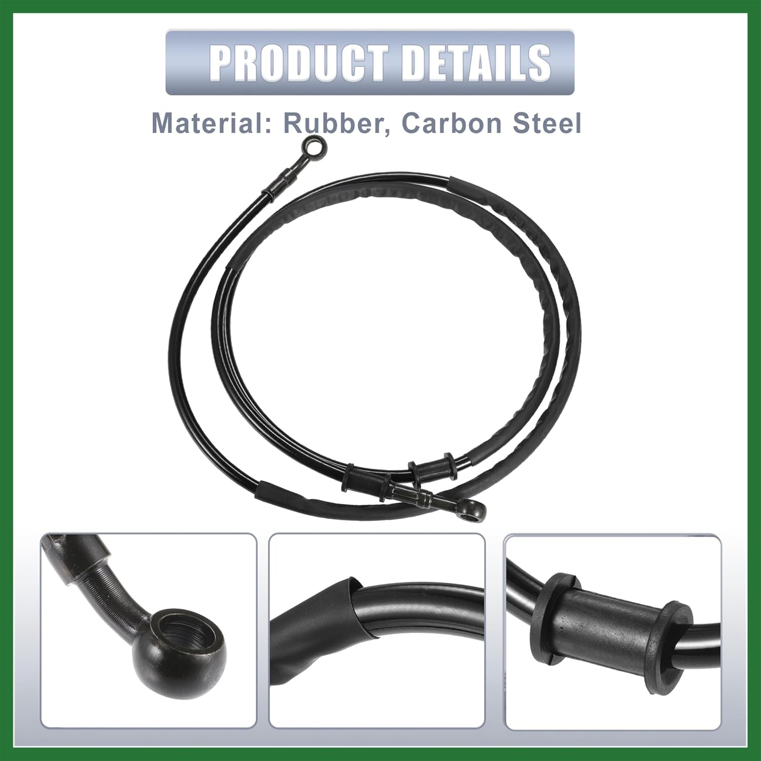 1Set 165cm 64.96" Motorcycle Brake Clutch Oil Hose Clutch Pipe Black Long-Lasting