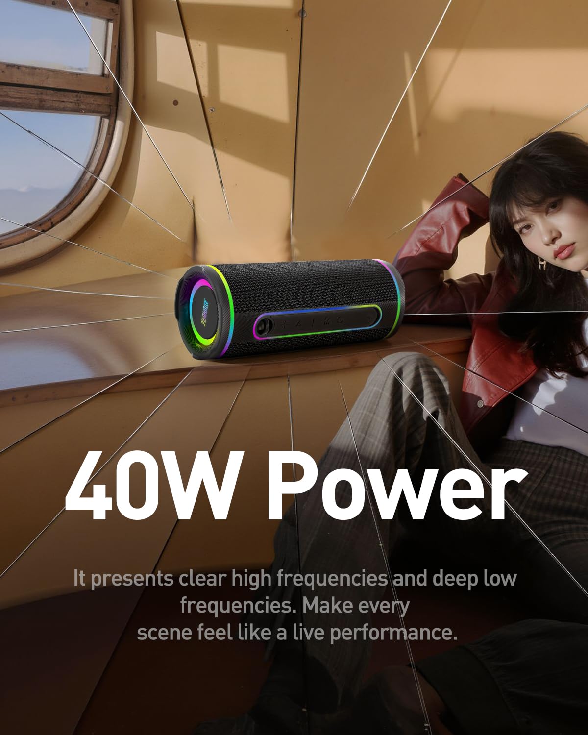 YEAHBOX X-Boom Go Tragbarer Bluetooth-Lautsprecher, 40W HiFi-Sound, IP67 Wasserdicht, Bluetooth 5.4 (Blau)