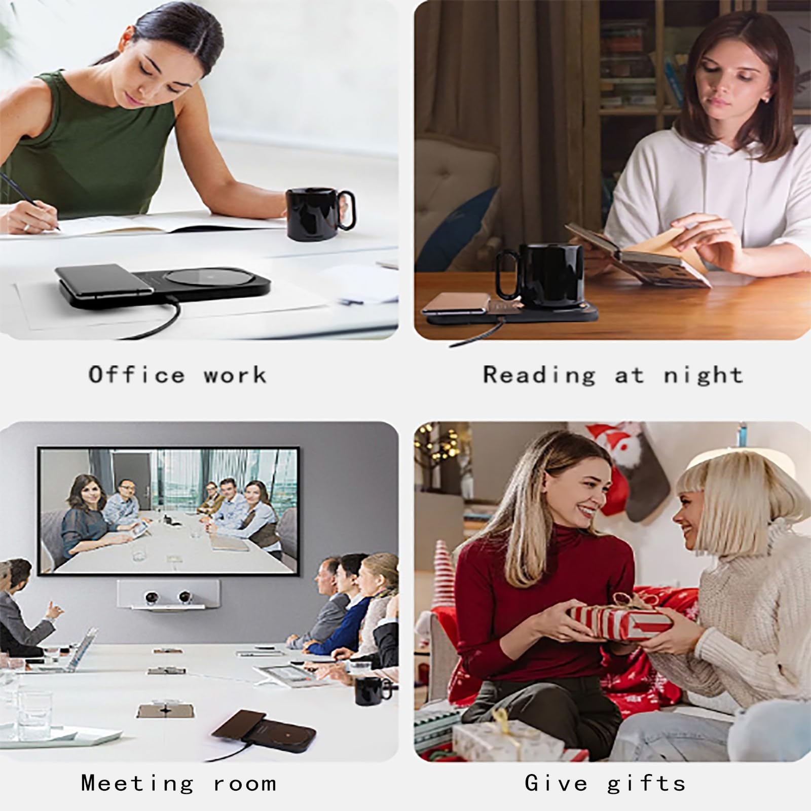 Calentador de tazas de café; taza de café inteligente para oficina; calentador de bebidas eléctrico; calentador de tazas inteligente para escritorio de oficina en casa A,22 * 11.5 * 1cm