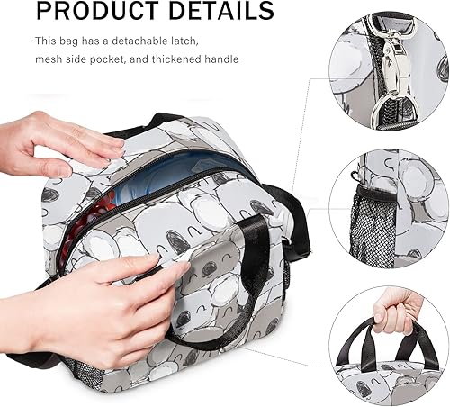 Miniatura 4 de Jwzrene Linda lonchera de koala para niños con bolsillo, bolsas de almuerzo impermeables, cajas de almuerzo portátiles, bolsas de almuerzo