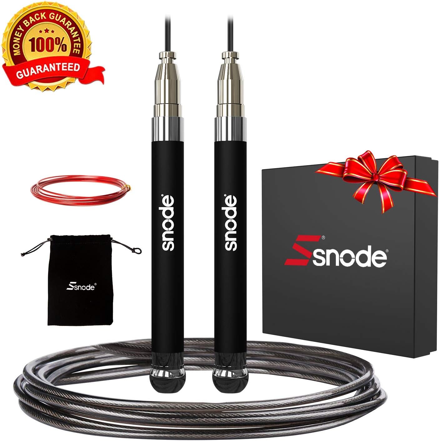 SNODE T18 Self-Locking Jump Rope, High Speed Skipping Rope, Lightweight Speed Rope with 2 Speed Rope Cables for Fitness Sports Training Workout