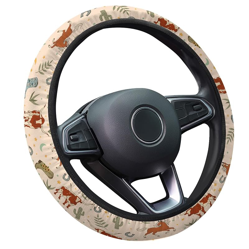Capa para Volante GENANY Cowgirl Western com Estampa de Halloween em Poliéster para Jeep, SUV, Sedan e Caminhão 15 polegadas