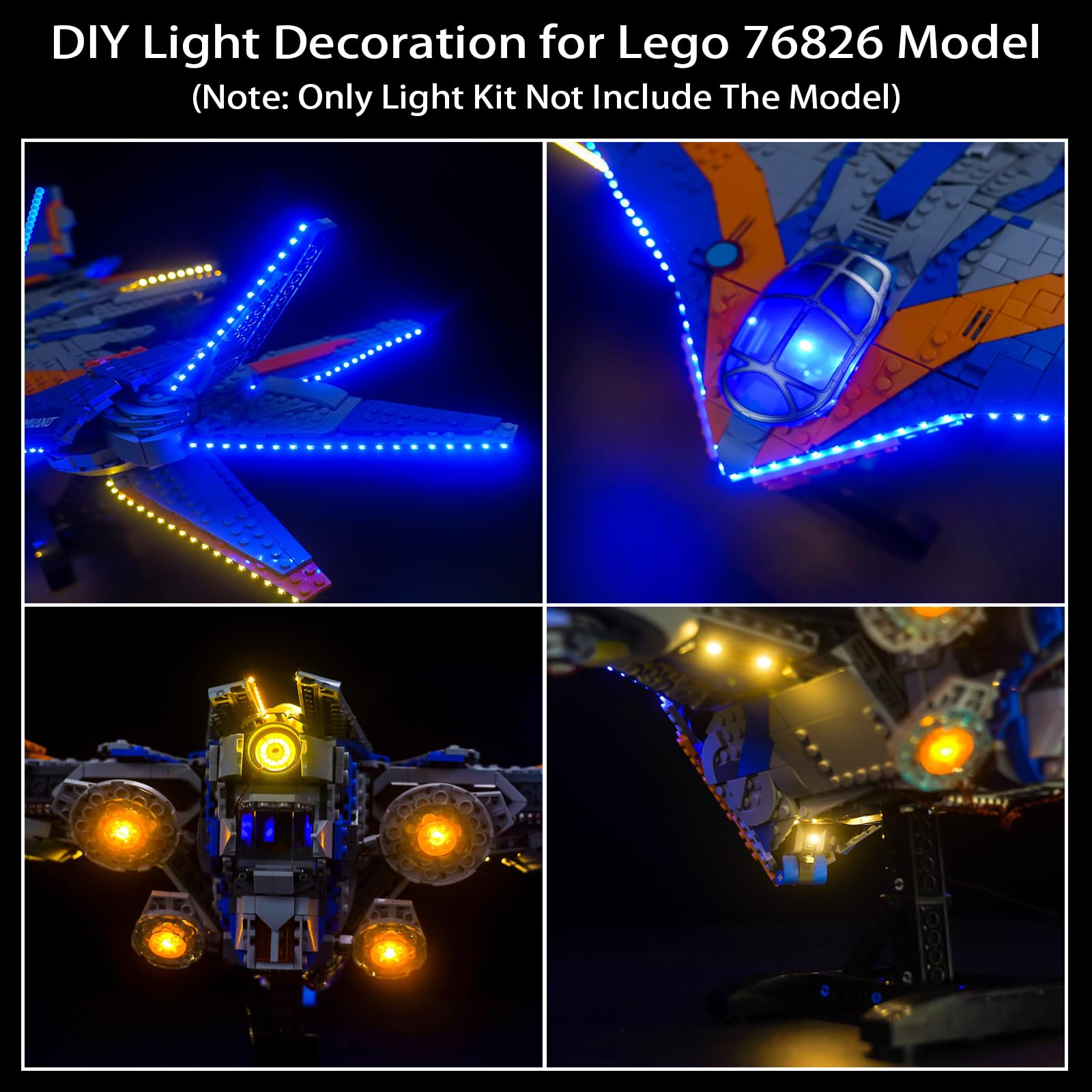 Kit di illuminazione a LED per Lego 76286 Guardiani della Galassia: Milano – Luci fai da te personalizzate per set di costruzione Lego (modello non incluso)