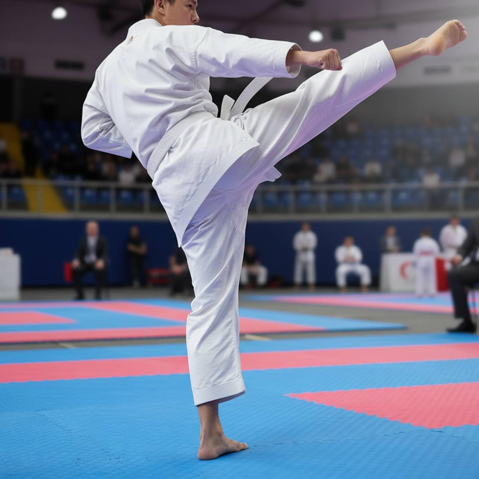 Uniforme da Arti Marziali Kimono Karate Taekwondo Dobok Completo con Collo Taglio Ergonomico Misto Poliestere Cotone Resistente All’usura Adatto