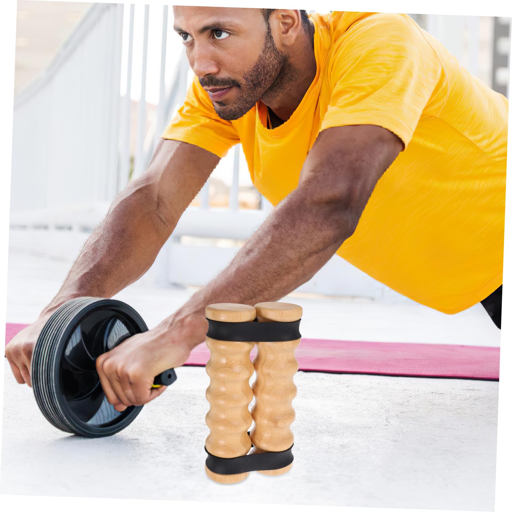 Banda di Resistenza Fitness con Maniglie in Legno, 2 Pezzi | Attrezzo Portatile per Esercizi, Impugnatura in Gomma Antiscivolo, Uso Versatile in Palestra e Body Sculpting