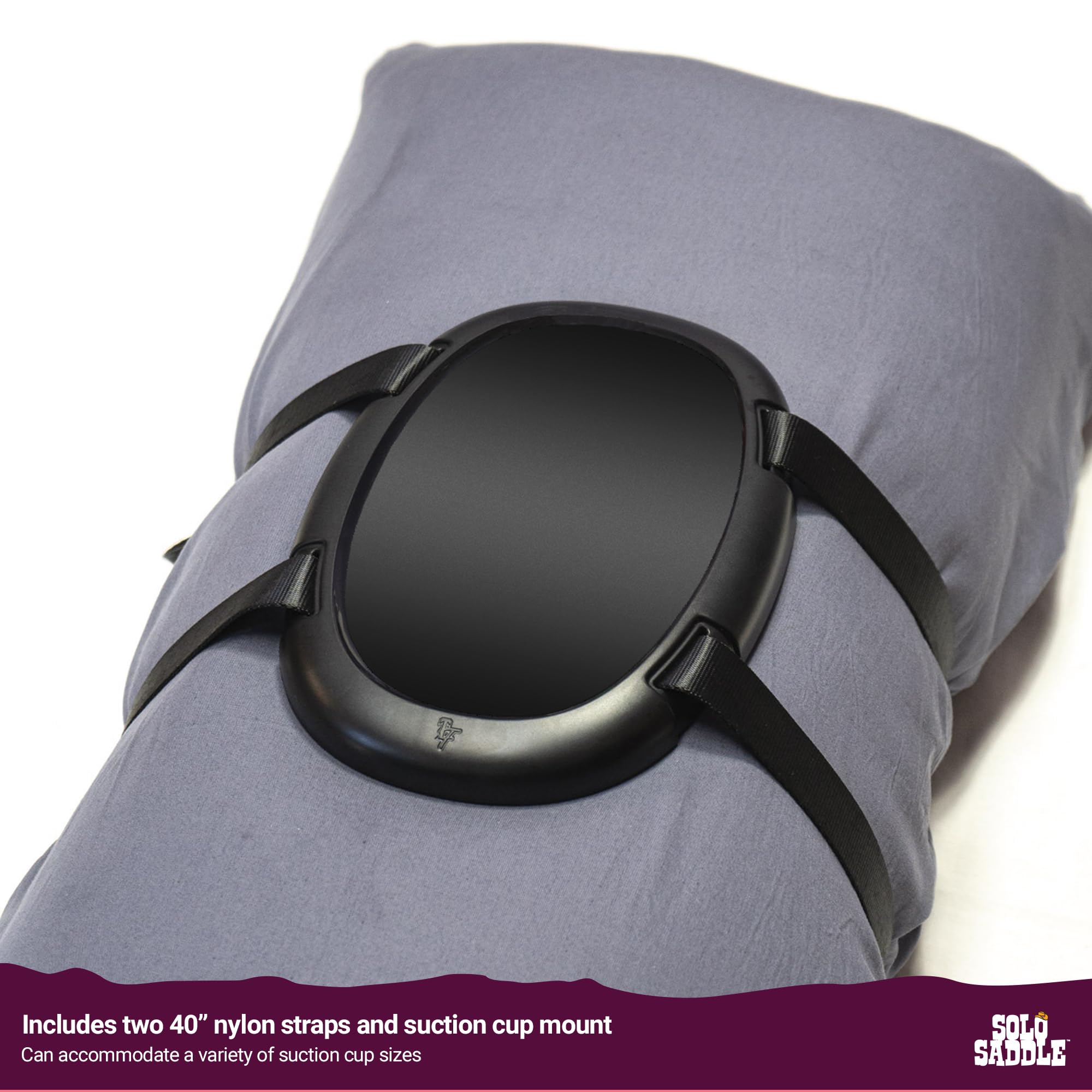 Twisted Fantasies Solo Saddle Suction Cup Dildo Mount to Strap on a Pillow, Adult Sex Toys Holder and Adjustable Harness Hands-Free Couples Toy Self Pegging Chair Women (): Black