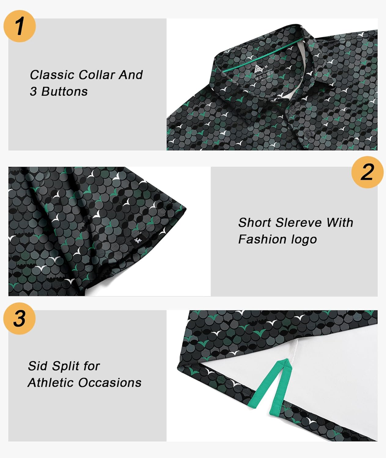 SWISSWELL Men's Moisture Wicking Performance Collared Short Sleeve Golf Shirt - Image 3