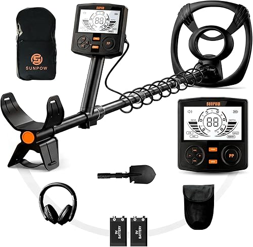 Miniatura 7 de SUNPOW Detector de Metales Profesional para Adultos Recargable - 6 ID de Metal, Bobina Impermeable IP68, Pantalla LCD, Detector de Metales con 5