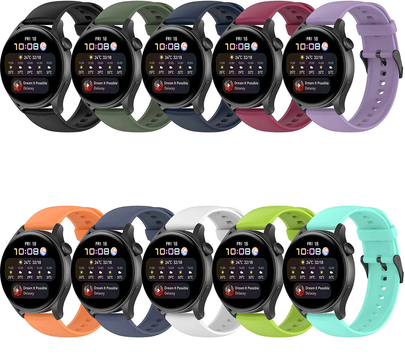 Cinturino 22mm In Silicone Per Huawei Watch 3/3 Pro, GT2 Pro, Samsung Galaxy Watch3, Garmin Venu 2 E Tanti Altri – Sgancio Rapido