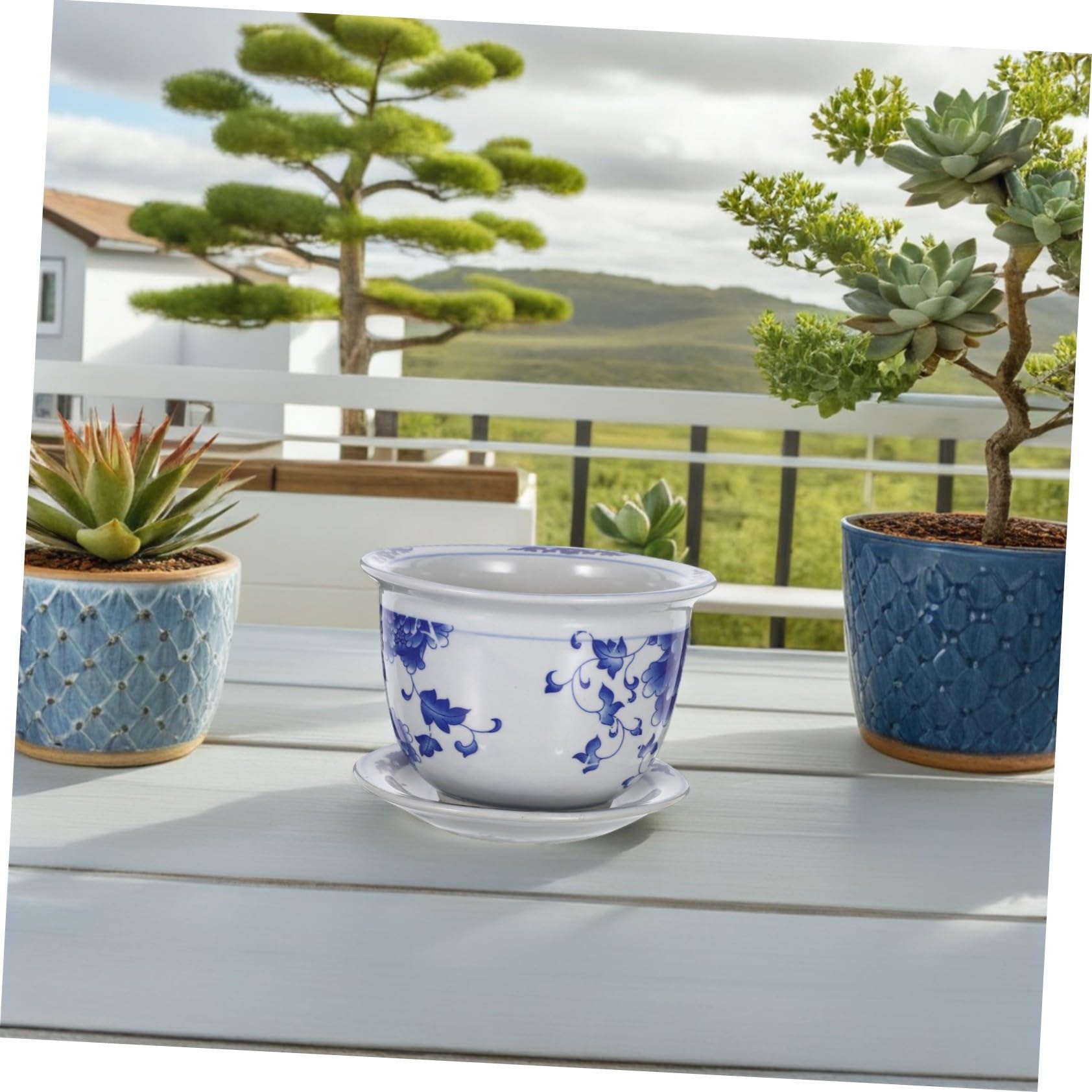 Ceramicznych Doniczek z Podstawką Vintage Donica z Otworami Drenażowymi Solidny Ceramiczny Pojemnik Sukulenty i Rośliny Doniczkowe Do Wnętrz Dekoracja Ogrodu i Balkonu