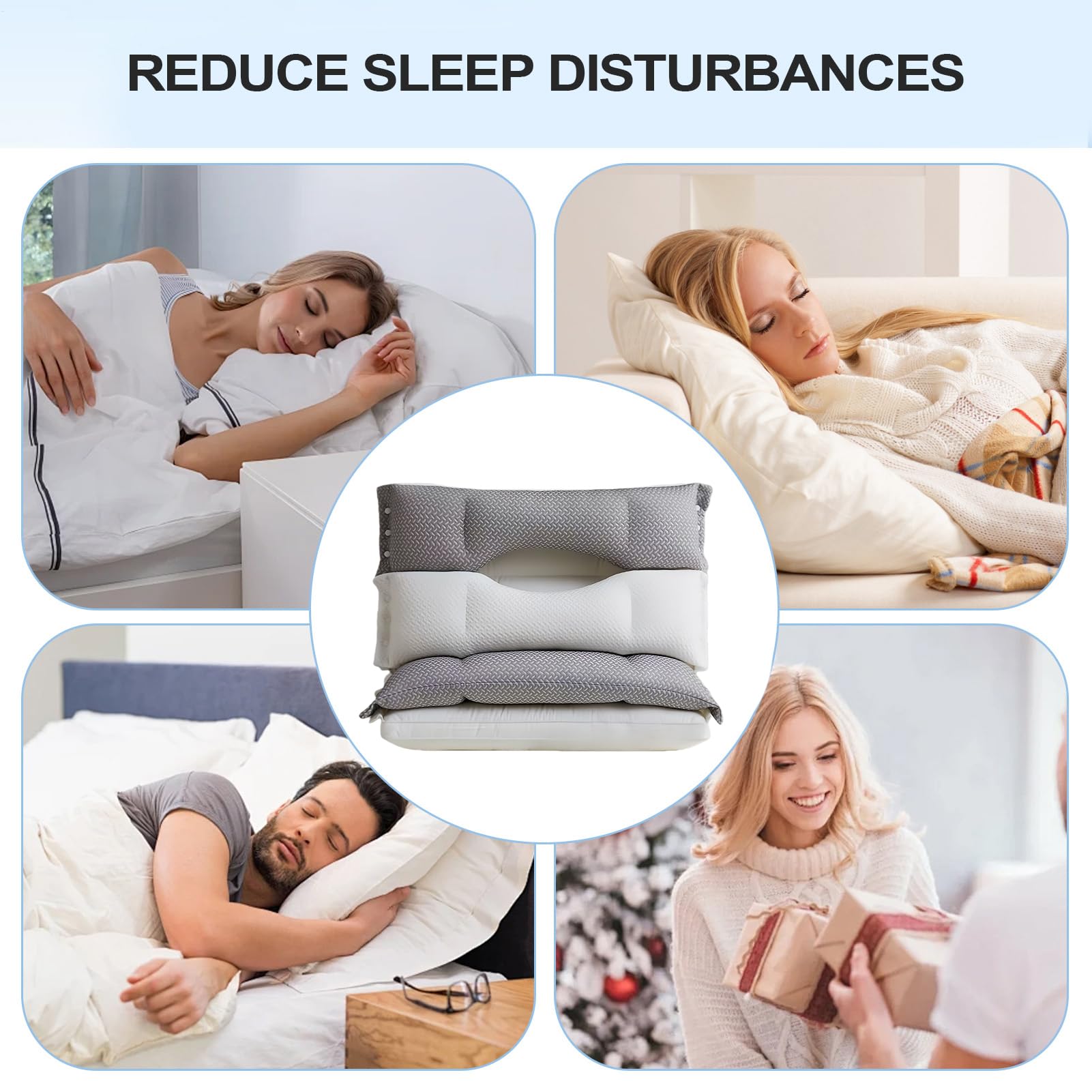 Almohada De Cama Soporte Ergonómico de Cuello | Almohada para Dormir de Lado y de Espalda Para Mujeres Y Hombres Adolescentes Mayores Y Adultos Hotel Viaje Sofá Dormitorio