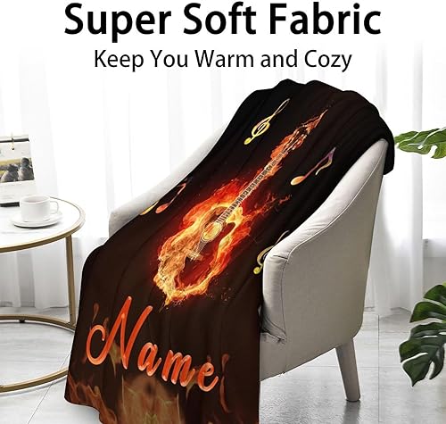 Miniatura 2 de Manta personalizada de guitarra, suave, mullida y cálida, 30 x 40 pulgadas, manta pequeña para regazo y cuna, regalo genial de llama negra, para los