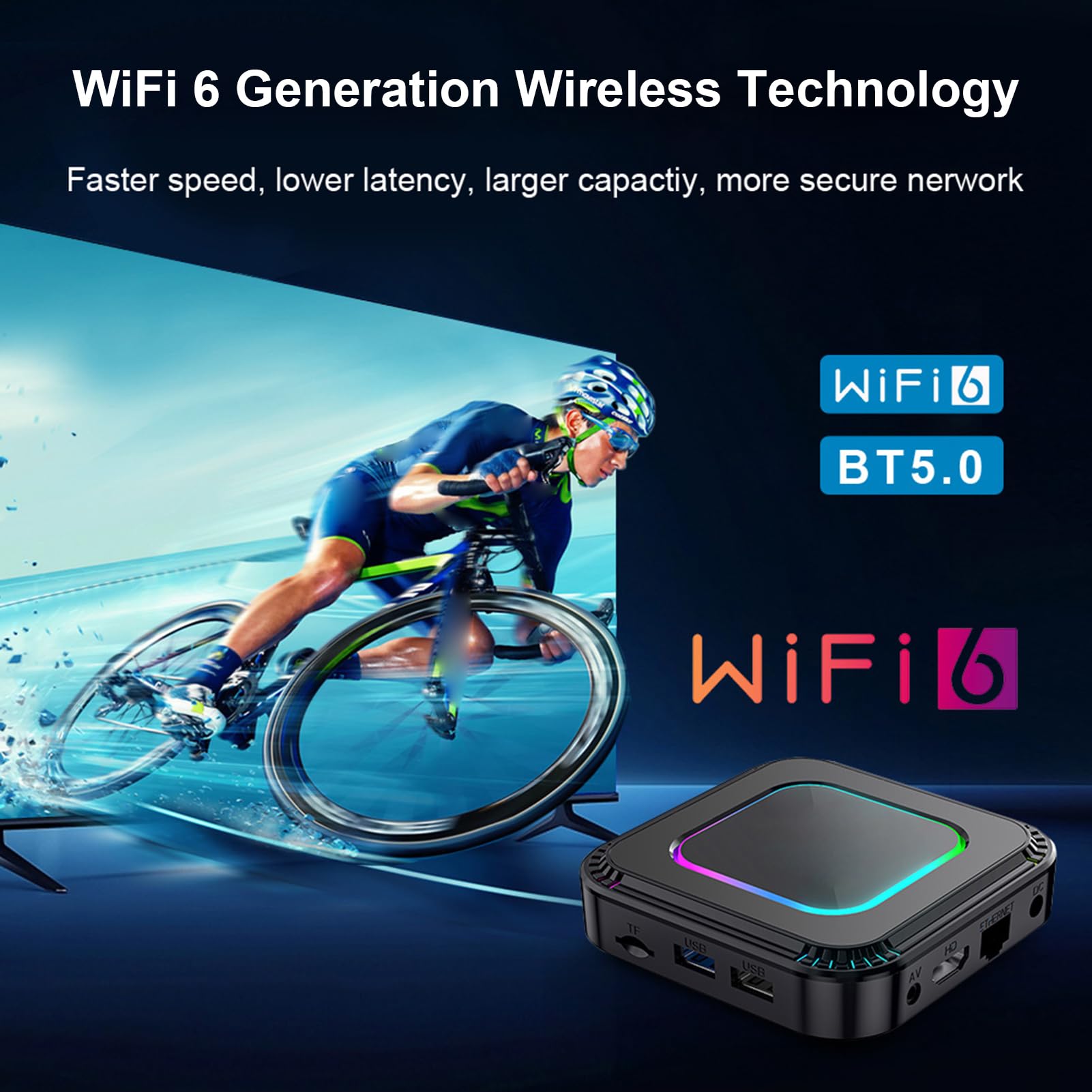 Luocute Caja de TV 13.0, Reproductor Multimedia 4GB RAM 64GB ROM, for Hogar y Entretenimiento (Enchufe de la UE 4+128G)