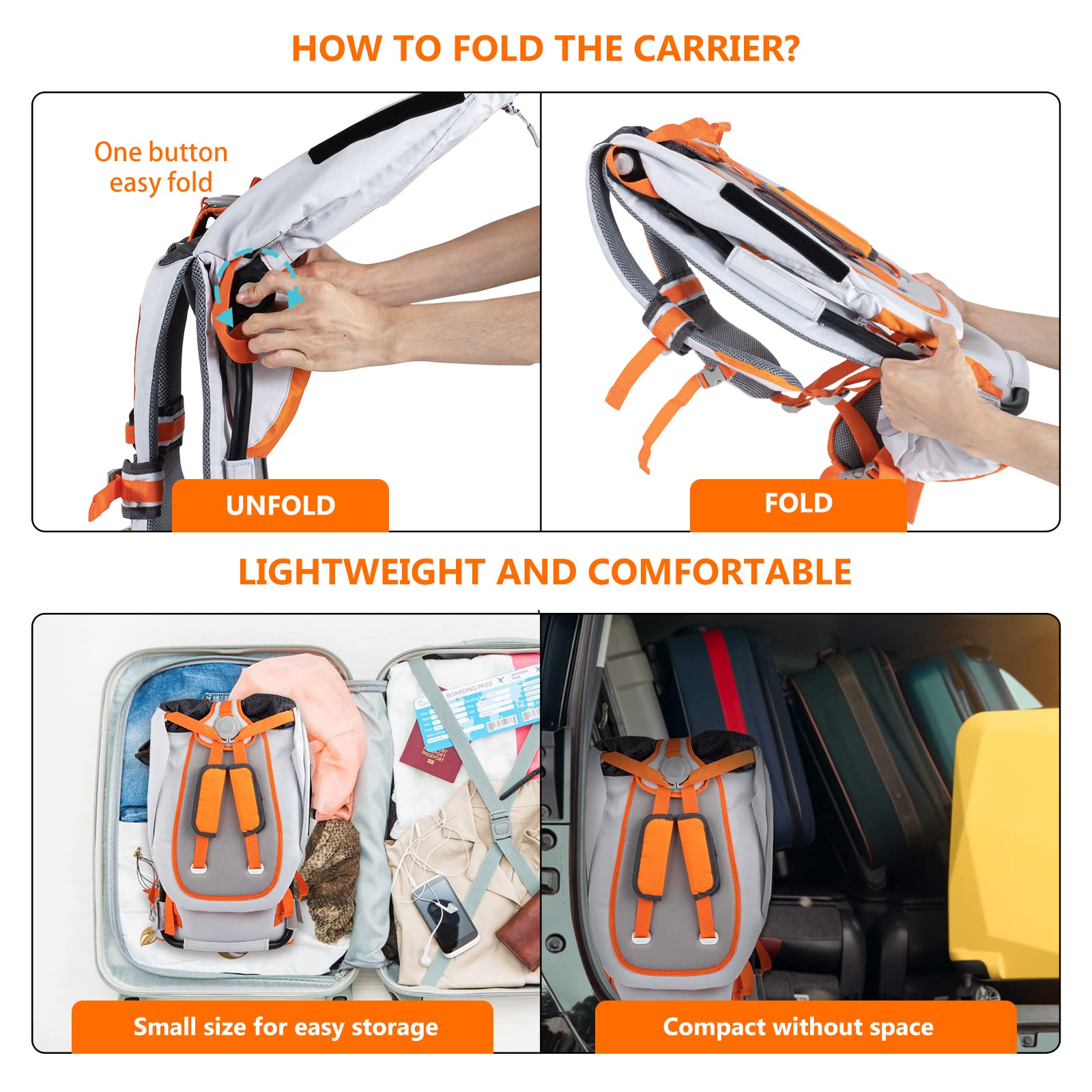 Mochila de senderismo para bebé con cubierta de lluvia, parasol para respaldo seguro y asiento ergonómico para niños pequeños con capacidad para 40 libras para niños de entre 6 meses y 3 años