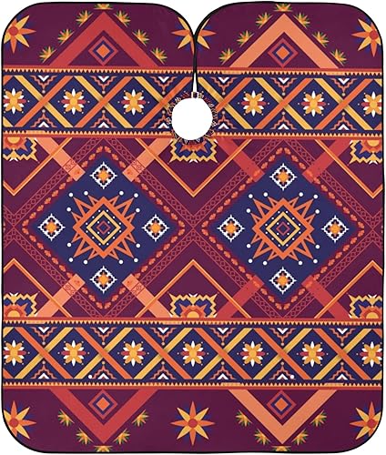 ALAZA Capa de peluquero geométrica mexicana vintage para hombres y mujeres, impermeable, delantal de corte de pelo para barba y afeitar, paño de