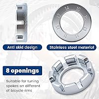 Vista 3 de 9 llaves de radios de bicicleta, kit de herramientas de radios para bicicleta con 9 palancas de neumáticos de bicicleta, llave de radios con mango