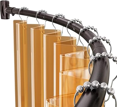 AmazerBath 20-84 Inches Arched Curved Shower Curtain Rod, Heavy Duty Shower Rod Rust Proof Bathroom Curtain Rod, Adjustable Telescoping Design Easy Segmented Installation, Need to Drill, Bronze
