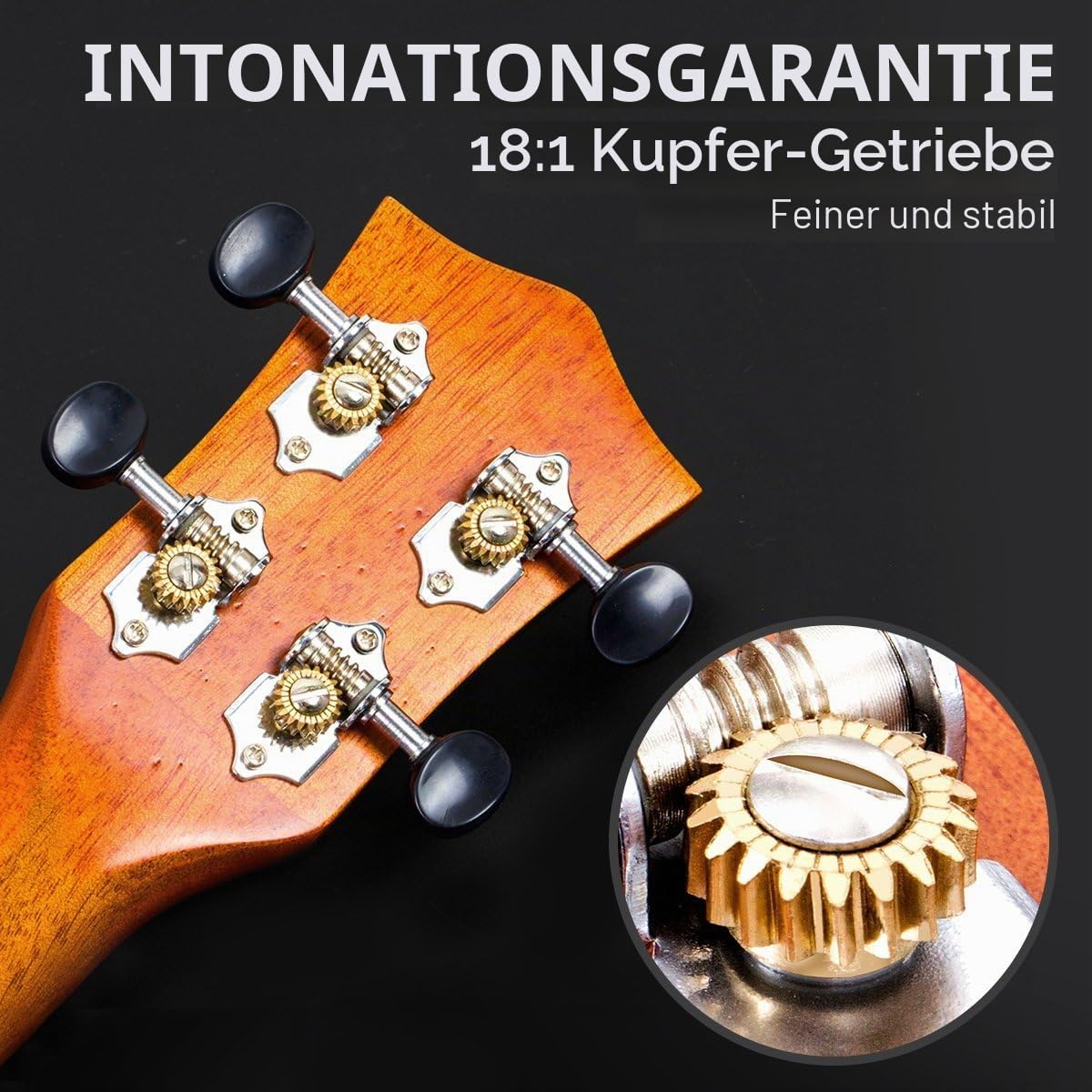 Ukulele Aklot Konzert Ukulele Erwachsene Solides Top Mahagoni Ukelele 23 Zoll mit Kostenlosen Online Kurs 8er Pack Anfänger Starter-Set (Gigbag Plektren Stimmgerät Gürtel Reinigun)