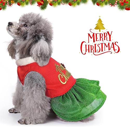 Miniatura 8 de Vestido de Navidad para perro, disfraz de Papá Noel con corbatín, traje de fiesta navideña, ropa ligera para perros pequeños, medianos y gatos, S
