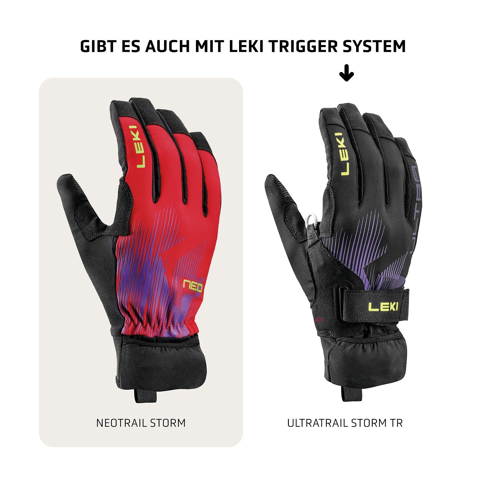 LEKI Neotrail Storm Trailrunning Handschuhe Damen & Herren | integrierter Überhandschuh für Regen | Größe 6.0-11.0 | atmungsaktive Running- und Laufhandschuhe