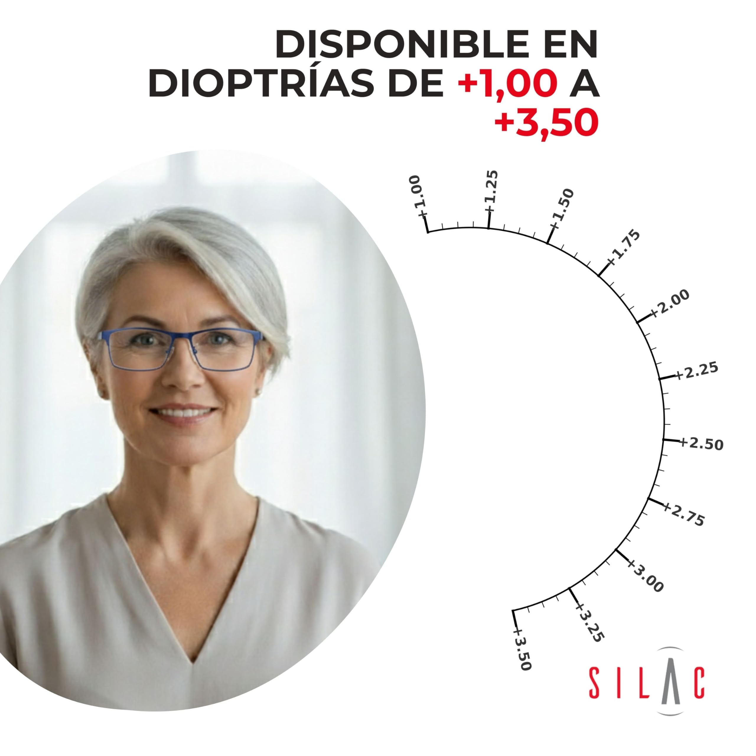 SILAC - Gafas de Lectura para Hombre y Mujer – Blue Metal 7306 – Montura Rectangular Azul Mate Ligera sin Níquel – Gafas Presbicia Dioptrías +1.00 a +3.50
