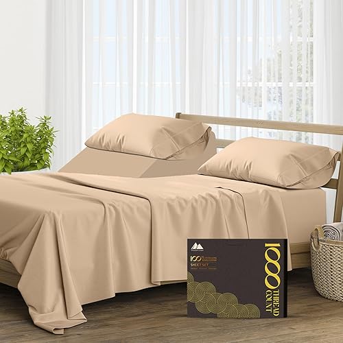 Miniatura 19 de Mayfair Linen Sábanas 100% de algodón egipcio tamaño Queen – Juego de sábanas de 1000 hilos de algodón egipcio tamaño Queen, 6 piezas, color rubor