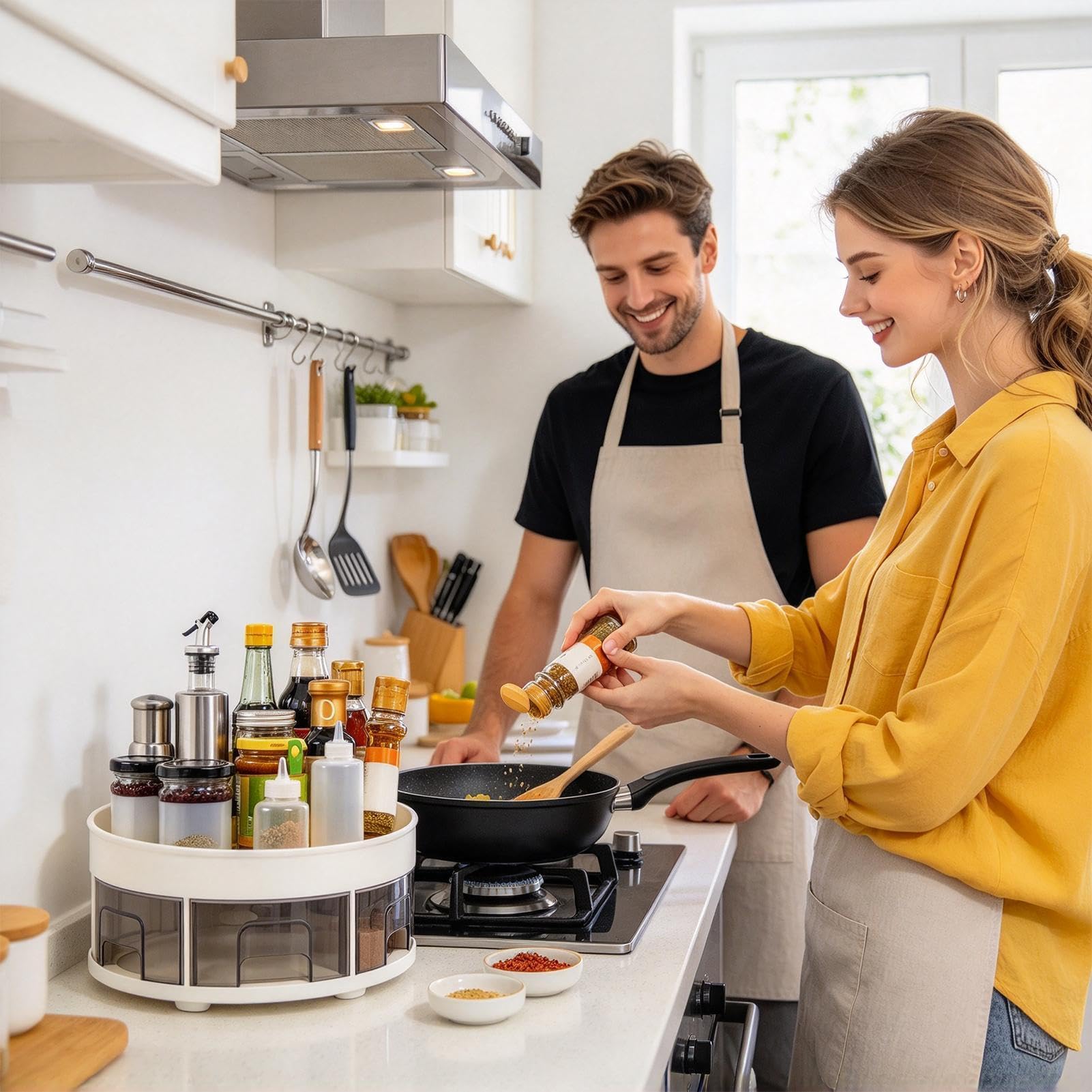 Organisateur Plateau Tournant Plateau à condiments rotatif 30 cm avec 6
