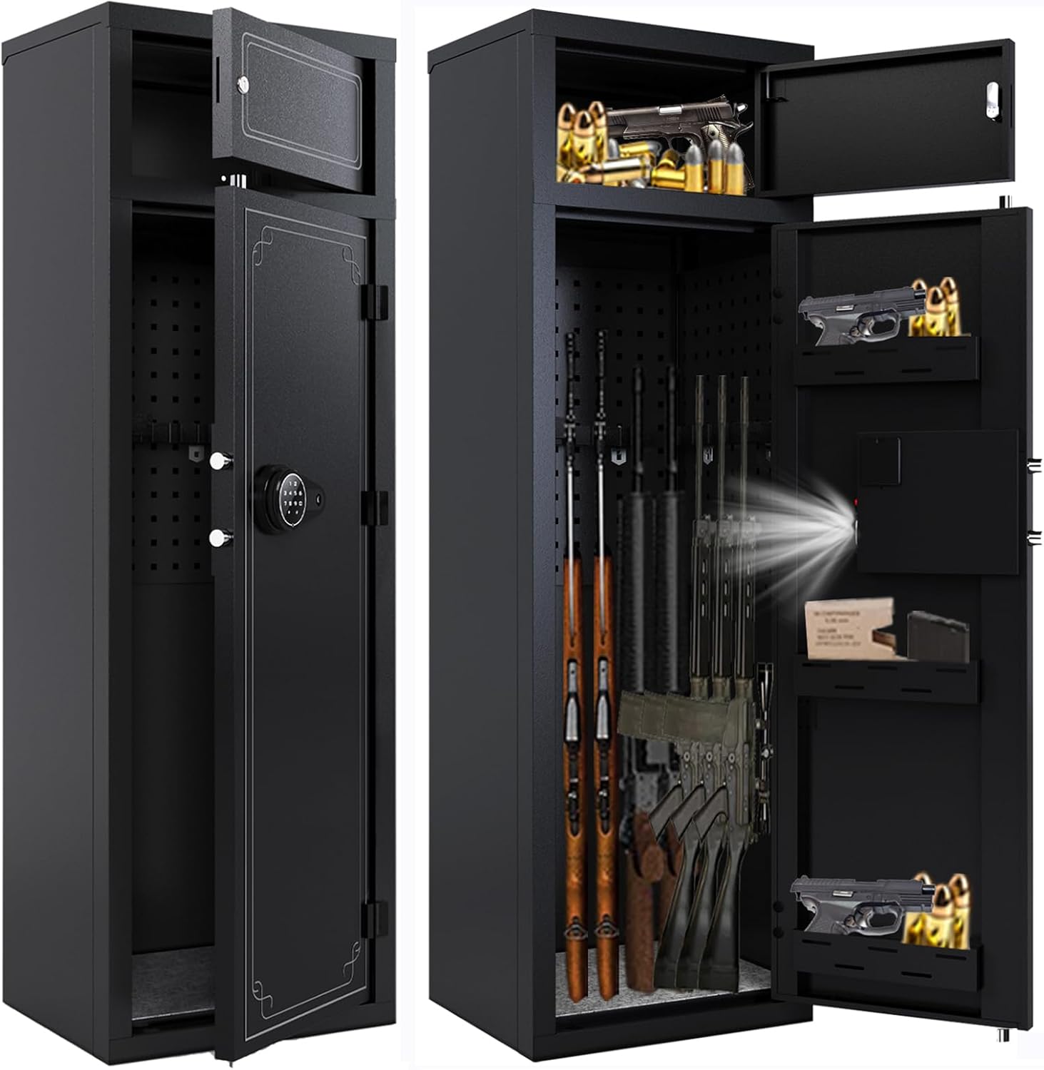 Kaer 10-14 Gun Safe,Rifle Safes for Home,Large Gun Safes for Home Rifle and Pistols,Gun Cabinet for Rifles and Shotguns with Digital Keypad,3 Adjustable Shelves,LED Light(Unassembled)