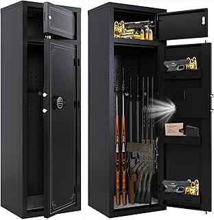 KAER 10-14 Gun Safe,Rifle Safes for Home,Large Gun Safes for Home Rifle and Pistols,Gun Cabinet for Rifles and Shotguns with Digital Keypad,3 Adjustable Shelves,LED Light(Unassembled) - KAER