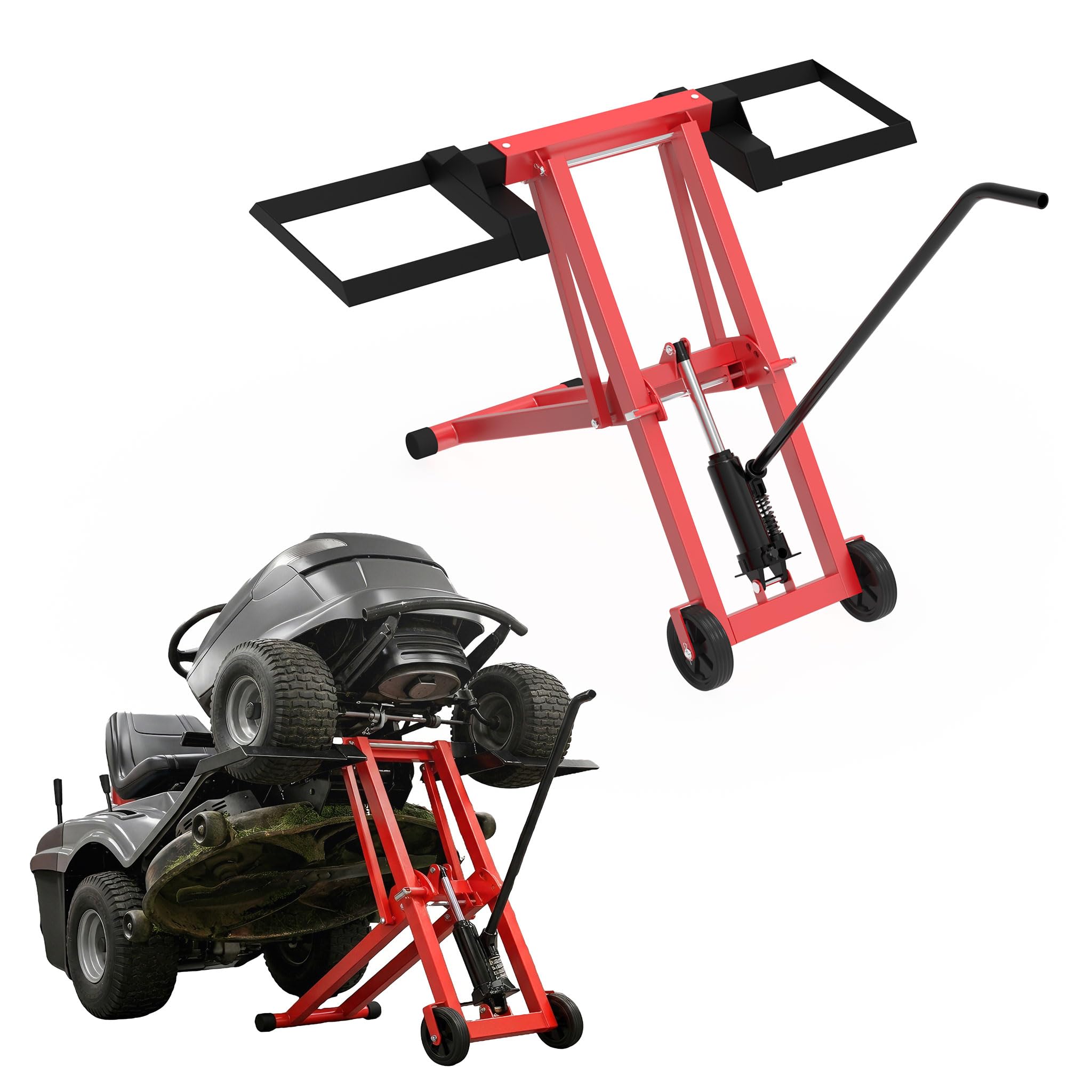 UISEBRT 3 in 1 Hydraulik-Heber, Mobile Hebebühne mit 3 verstellbare Höhen bis 65.5 cm,Quad Hebebühne mit hydraulischem Wagenheber,Motorradheber bis 227 kg für ATV, Rasenmäher, Motorräder