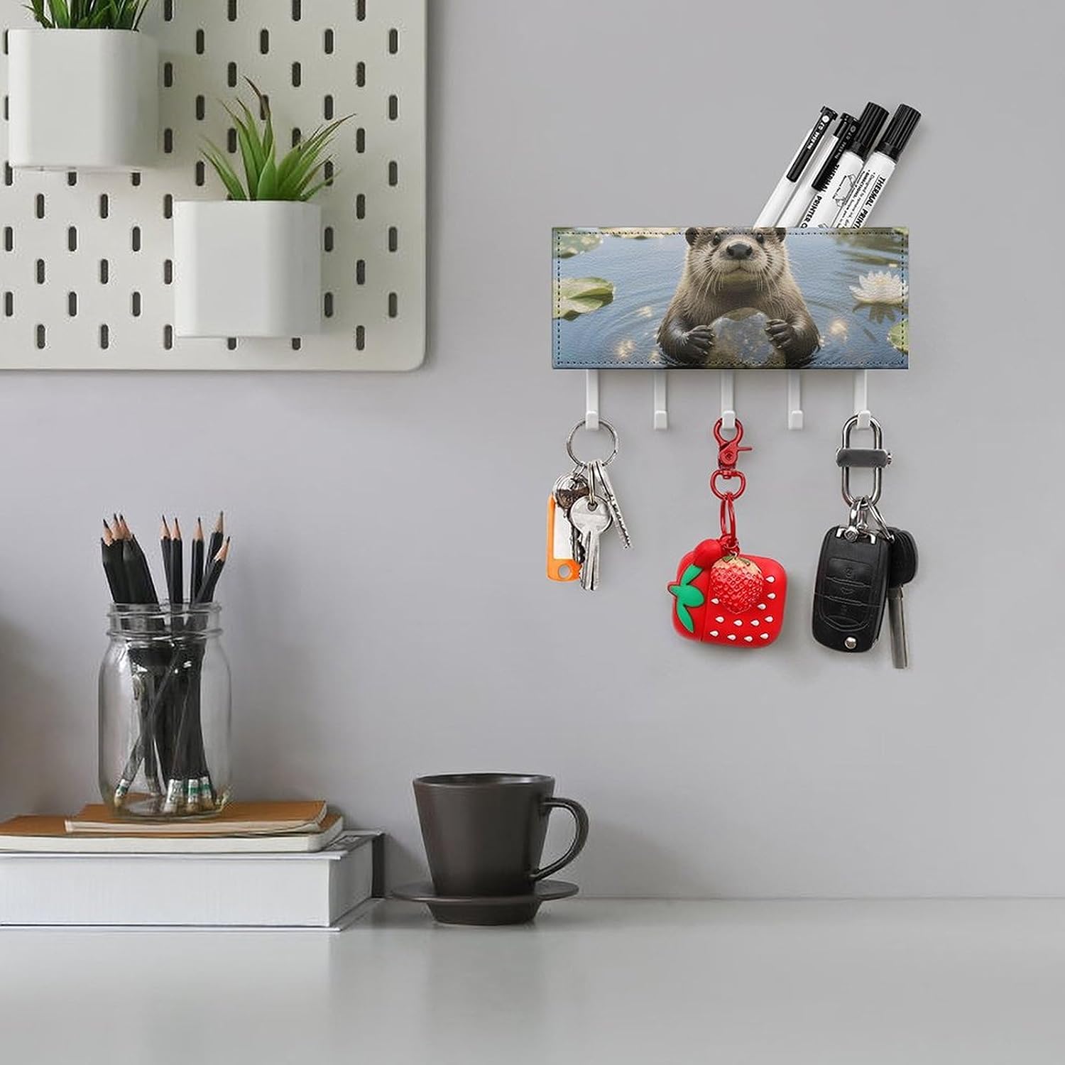 Otter Key & Mail Holder Wall Mount with 5 Hooks image 5