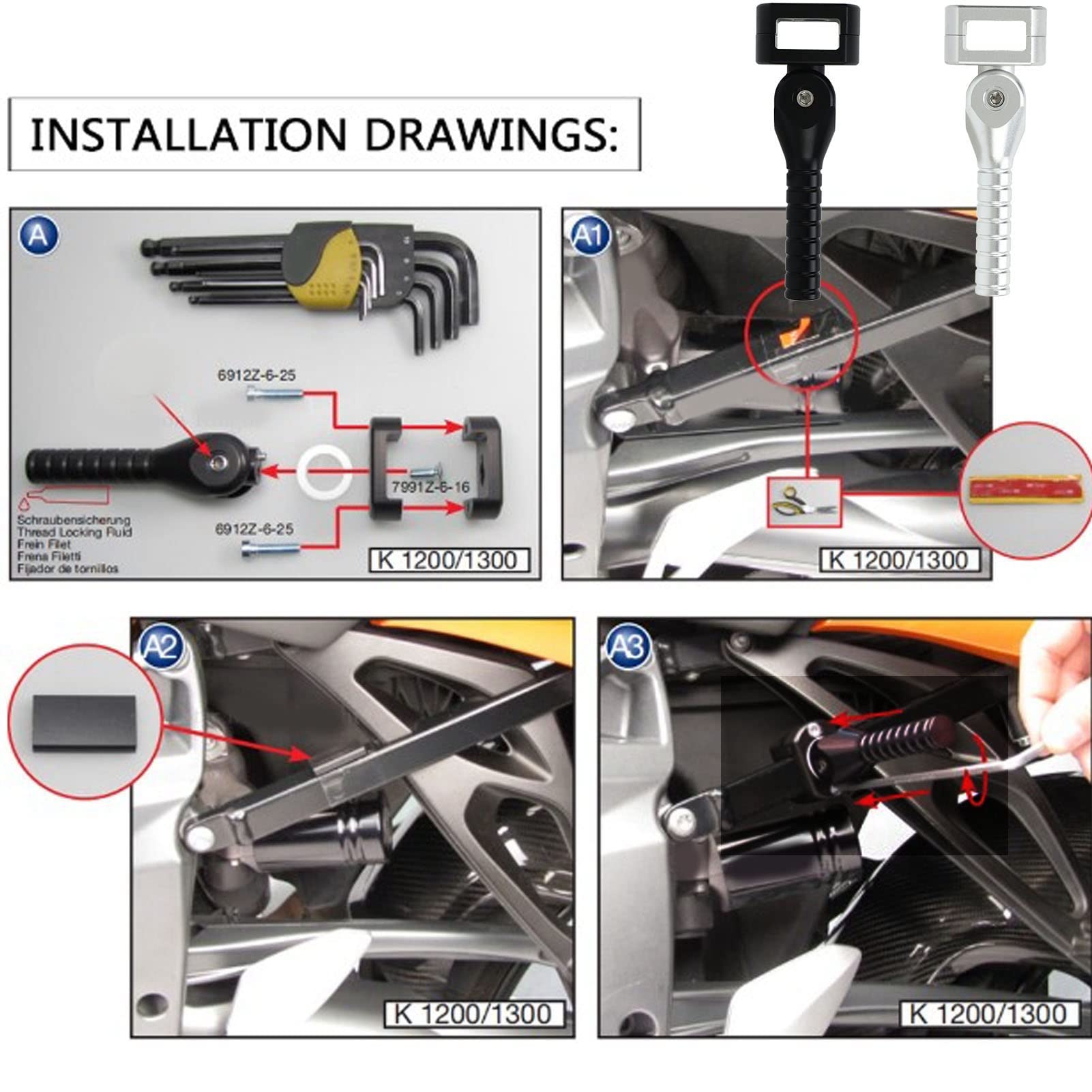 Maniglia di Sollevamento del Cric per Moto, Barra Ausiliaria di Sollevamento per Moto di Piccole Dimensioni Durevole Che Serve Ad Alta Resistenza Comodo da Usare Antiscivolo per Moto (Nero)