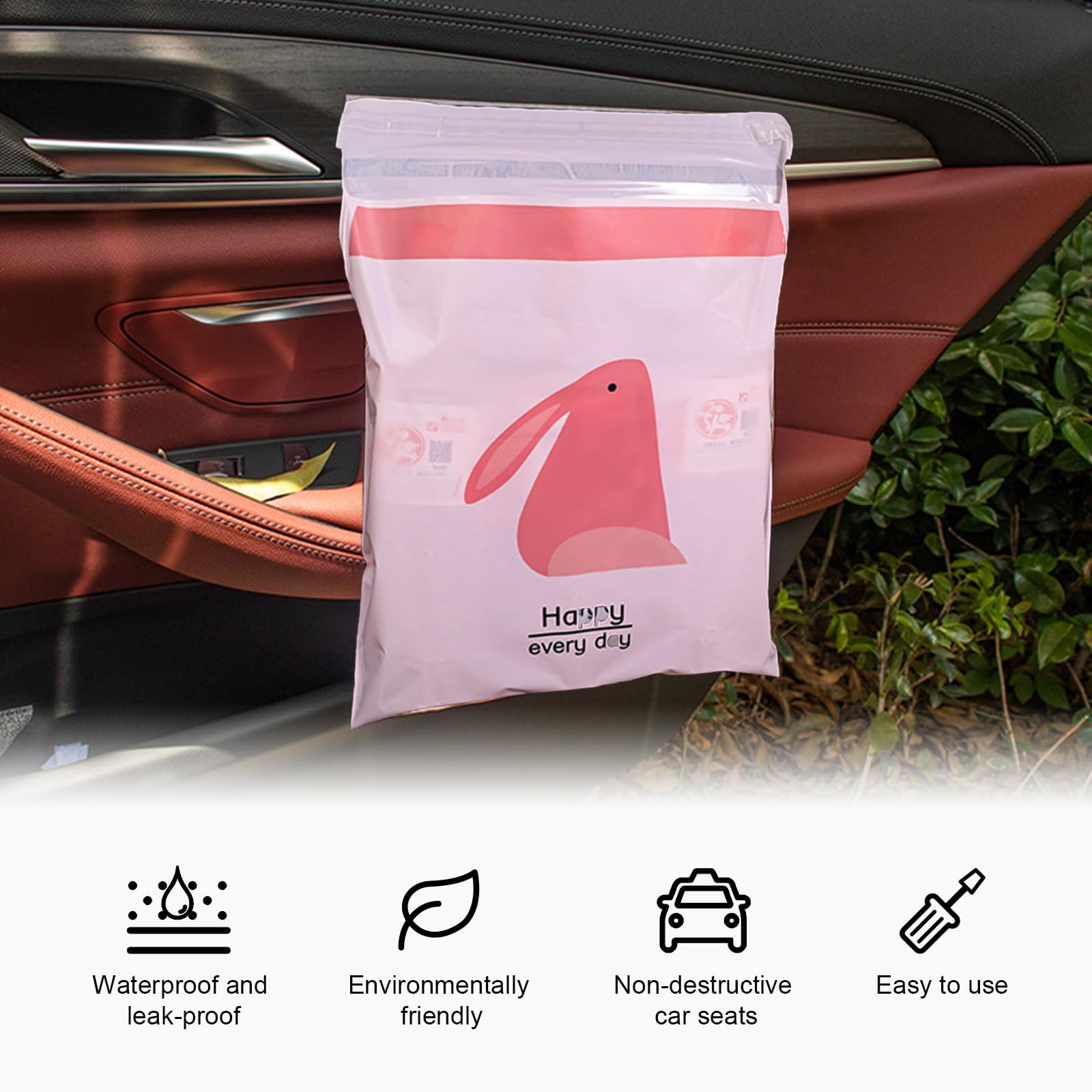 60 sacchetti usa e getta facili da attaccare per la spazzatura dell'auto, a prova di perdite, bella borsa da cucina, durevole, adatta per auto, cucine, camere da letto, sale studio, viaggi, campeggio