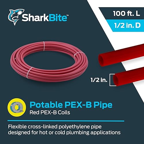 Miniatura 2 de SharkBite - Tubo de agua flexible PEX-B rojo de 1/2 pulgada x 100 pies, para fontanería, U860R100