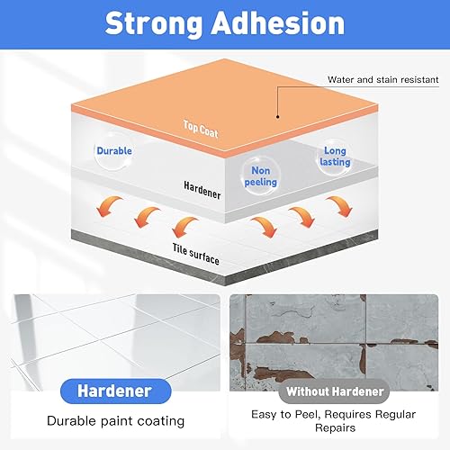 Miniatura 3 de DWIL Pintura para azulejos, kit de acabado de bañera y azulejos con herramientas, kit de reacabado de bañera blanca a base de agua y bajo olor,